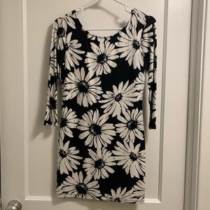 Forever 21 Black and White Flower Bodycon Dress